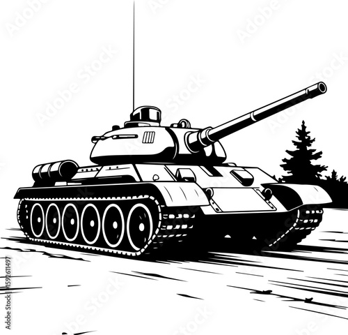American Military Tank Vector Illustration 