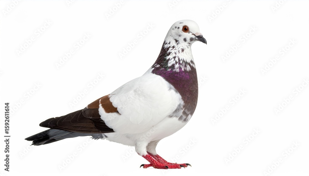Fototapeta premium Pigeon in profile, white and purple