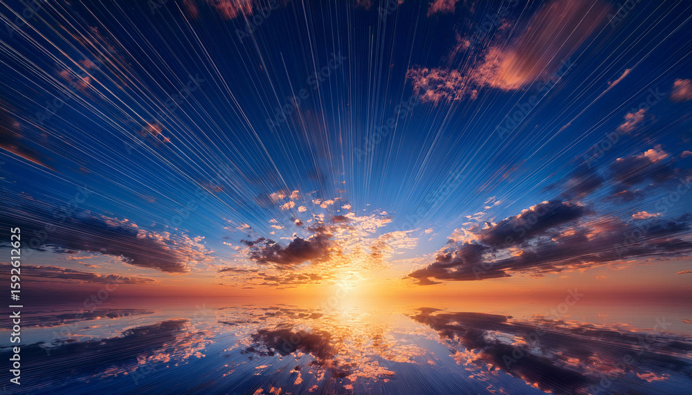 Fototapeta premium zenith acme sky vibrant sunset casting warm hues across highest point peaceful inspiring reflection limitless possibilities serene cloudscape