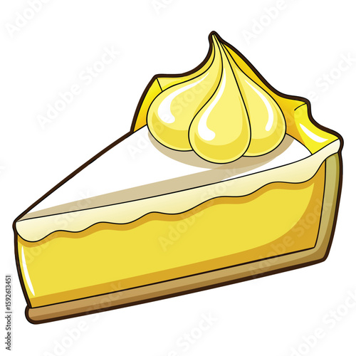 A zesty slice of lemon meringue pie, isolated on a white background, perfect for dessert, sweet treats, and citrus flavors.