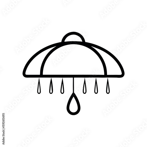 Rain Cover Outline Vector Icon on White Background - Weather Protection Illustration 