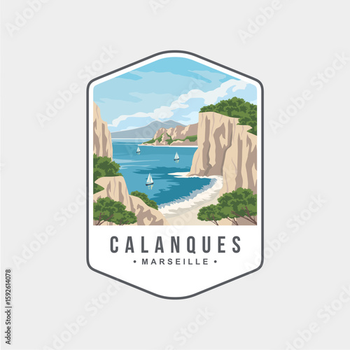 Calanques National Park Emblem patch logo illustration