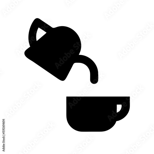 Teapot pouring into teacup icon vector illustration