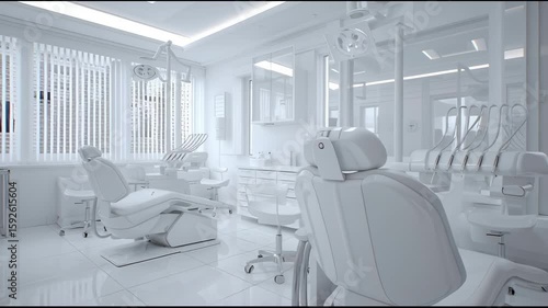 Futuristic white room with chairs Generative AI
