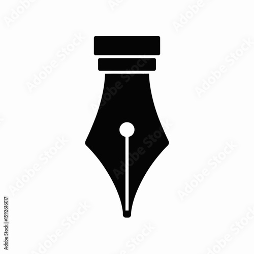 Classic Black Fountain Pen Nib Icon for Writing and Publishing