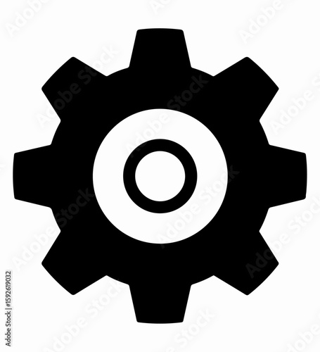 Simple Gear-in-Gear Icon of Work Tools on Background