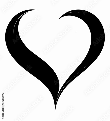Black Heart Icon with White Highlights on White Background Illustration