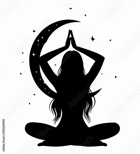 Woman Sitting on Moon with Female Symbol Illustration