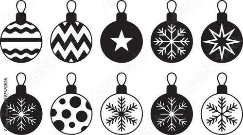 Christmas Ornament Silhouettes - Black and White Holiday Baubles