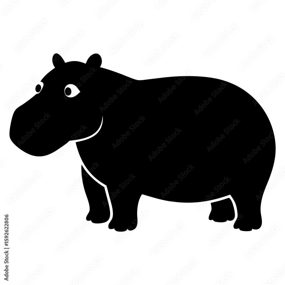 Obraz premium Black silhouette of a hippo in shallow water