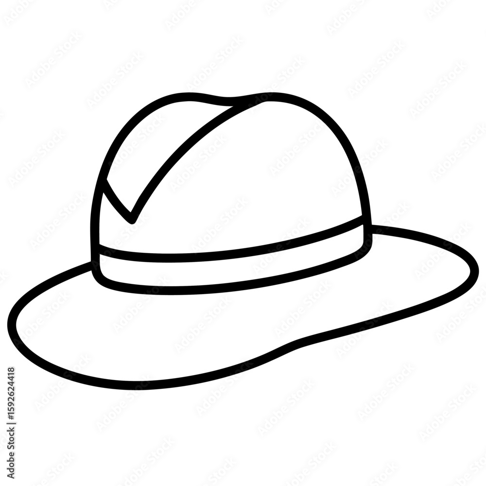 Minimalist safari hat line art black and white Minimalist safari hat line art black and white