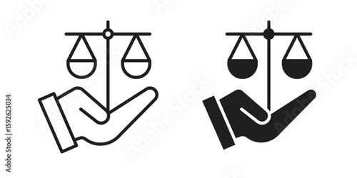 Justice scales in Hand icons design vector graphic recourse