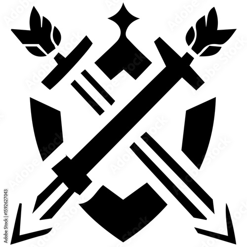 Guild emblem for a fellowship of archers, hunters, or protectors in a fantasy setting