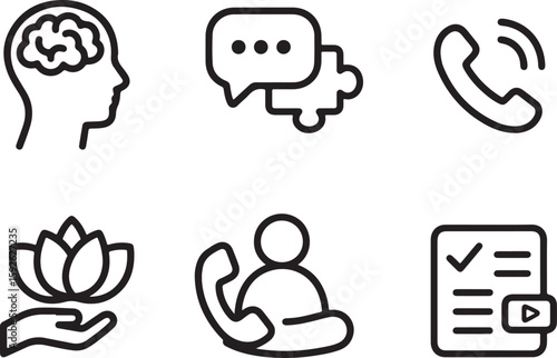 Mental health and support service icons