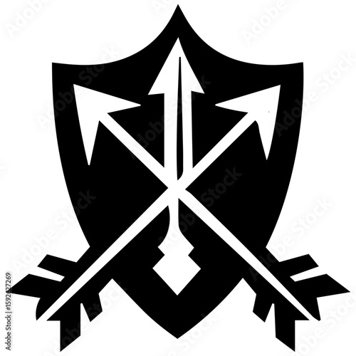 Combining defense and offense in a single powerful emblem of a shield and three arrows