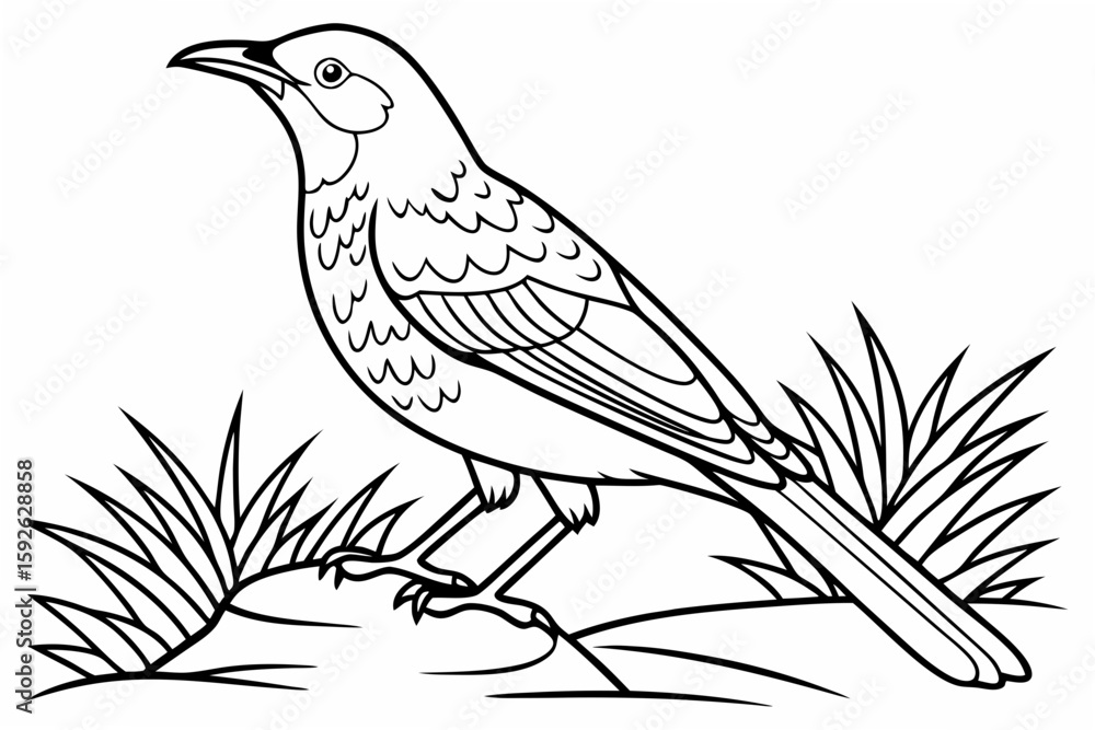 Obraz premium coloring page line art the bowerbird black vector