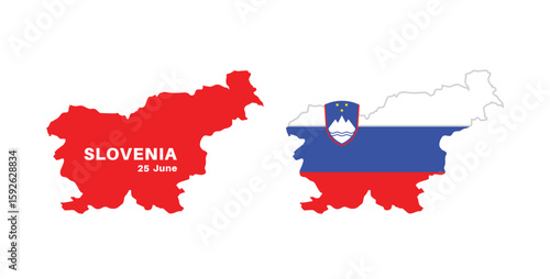  slovenia flag and map set. slovenia flag in official colors and proportions., map