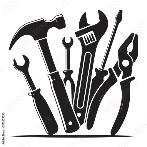 set of tools vector illustration