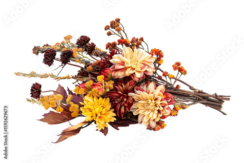 Autumnal flower bouquet dahlias and fall blooms