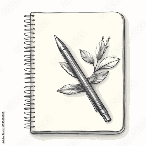 Spring notebook sketch with pen illustration
