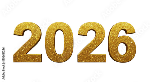 “2026” written in sparkling gold glitter texture