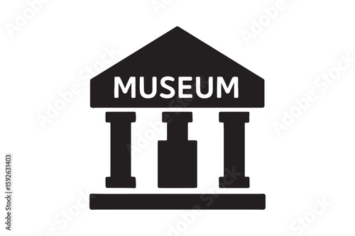 Museum Building icon silhouette vector with white background