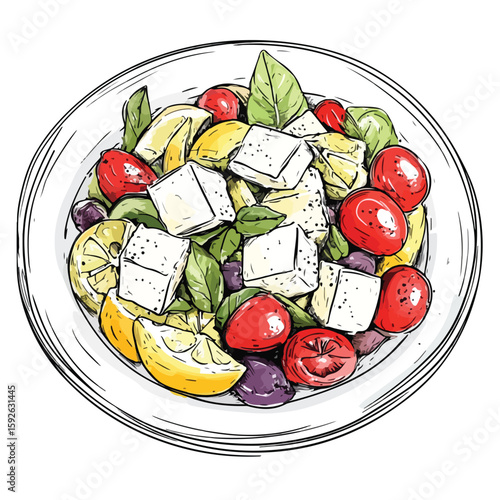 Traditional Greek Salad Hand-Drawn Sketch