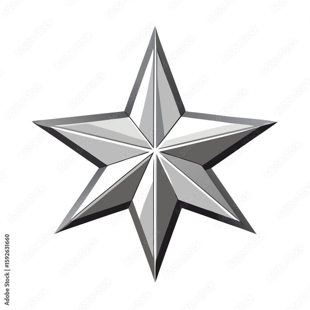 Obraz premium A brilliant sparkling star with a smooth metallic silver finish, shining brightly on a clean, isolated background.