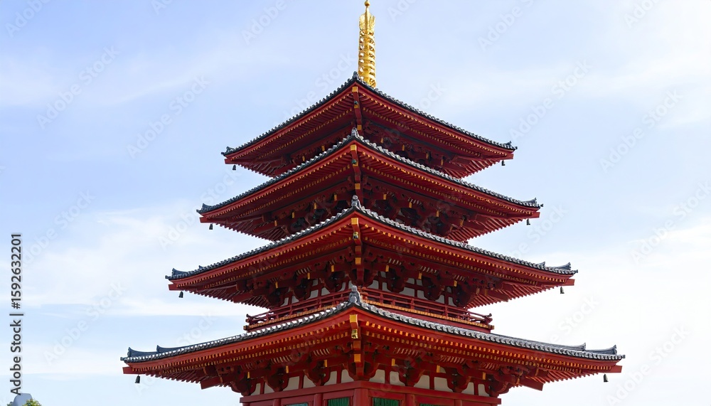 Naklejka premium Red pagoda against a clear sky