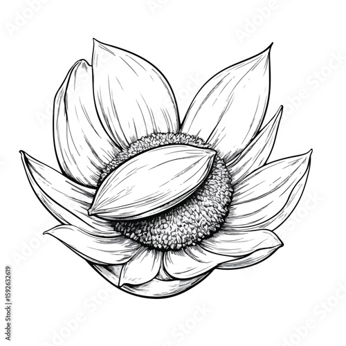 Detailed Sunflower Seed Sketch Illustration