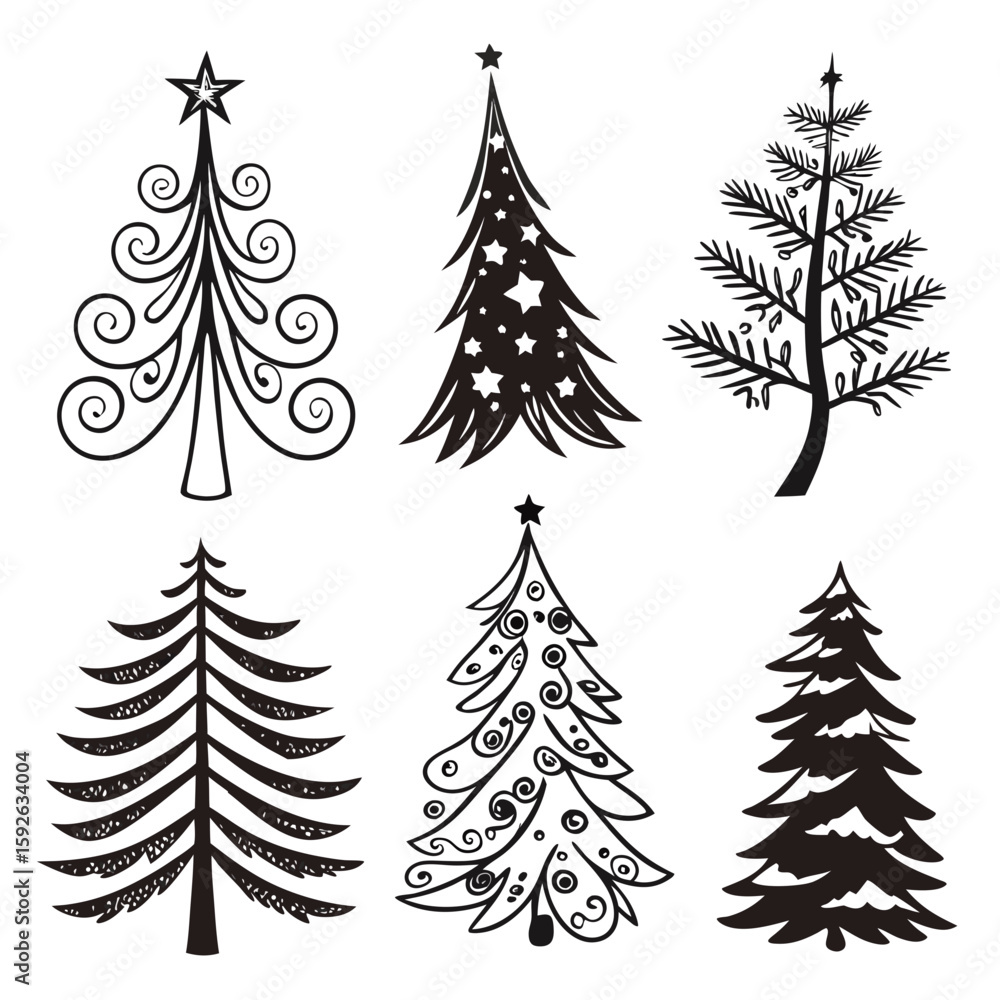 Obraz premium set of christmas trees