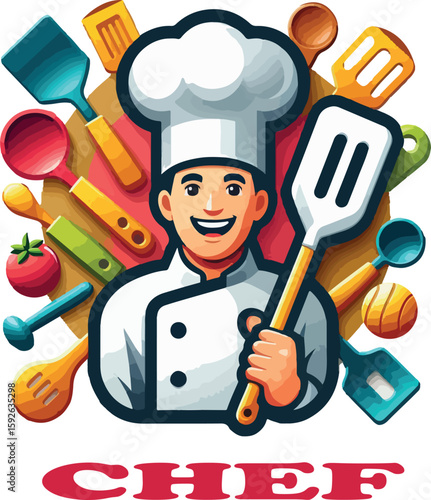  Restaurant & Cooking Design chef logo vector .