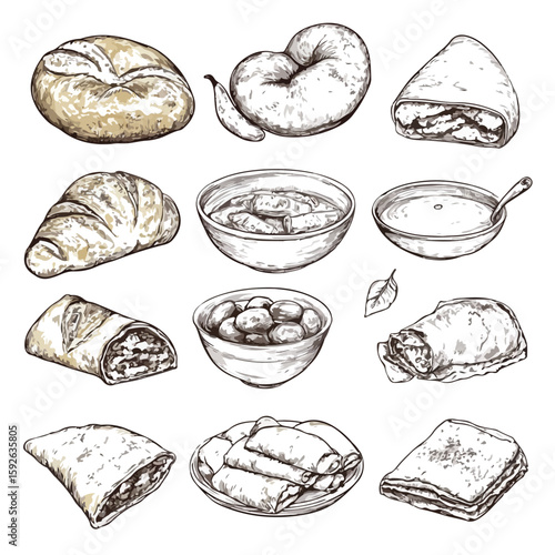 Authentic Turkish Cuisine Sketches Collection