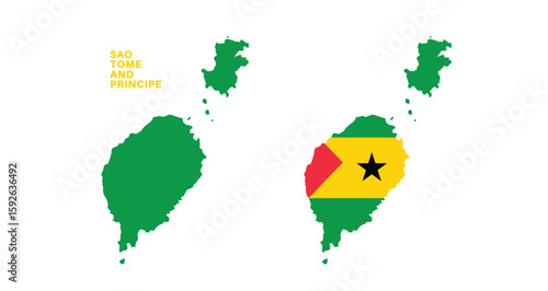  sao tome and principe flag and map set.  sao tome and principe flag in official colors and proportions., map