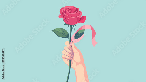 Human Protesting with Rose Flower