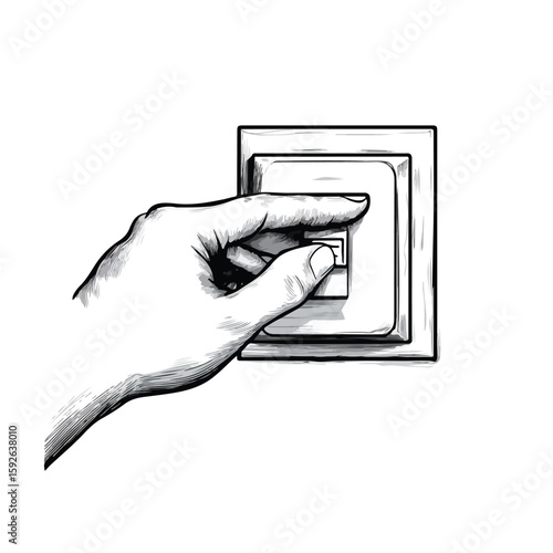 Operating cartoon electric switch with hand