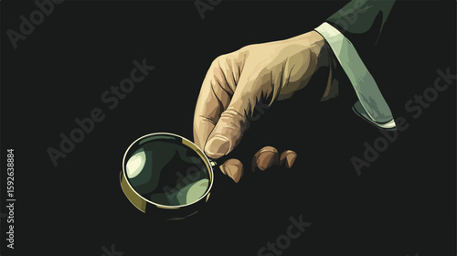 Exploring details with magnifying glass illustration