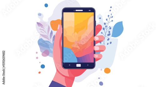 Smartphone Usage Illustration Vector Graphic