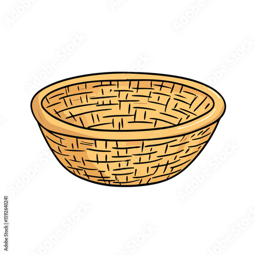 Cartoon Handcrafted Basket Vector Illustration
