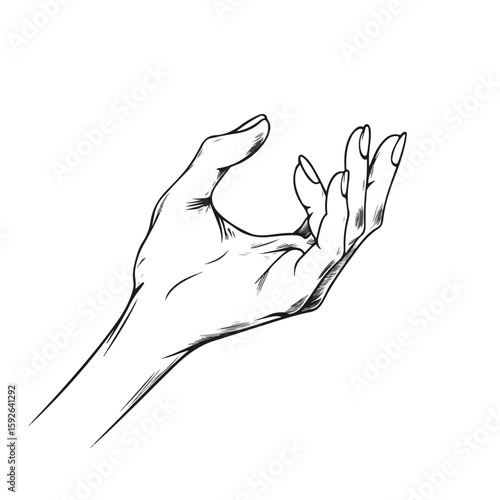 Expressive Love-You Gesture Sketch on White
