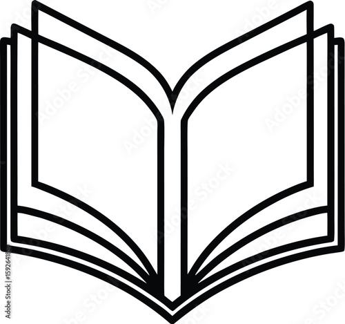 Classic open book icon design for educational and literary projects