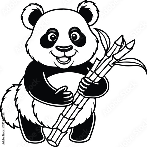 Wallpaper Mural Cute panda holding fresh bamboo coloring page design Torontodigital.ca
