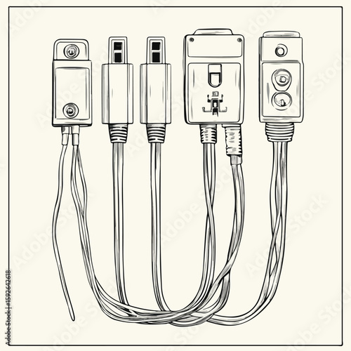 Extension Cord Set Sketch Illustration
