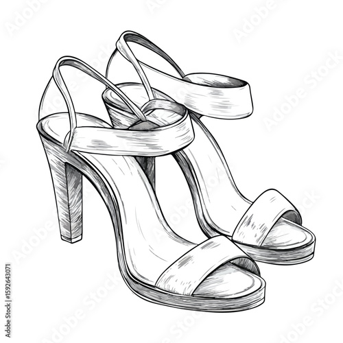 Elegant High-Heeled Platform Sandals Sketch