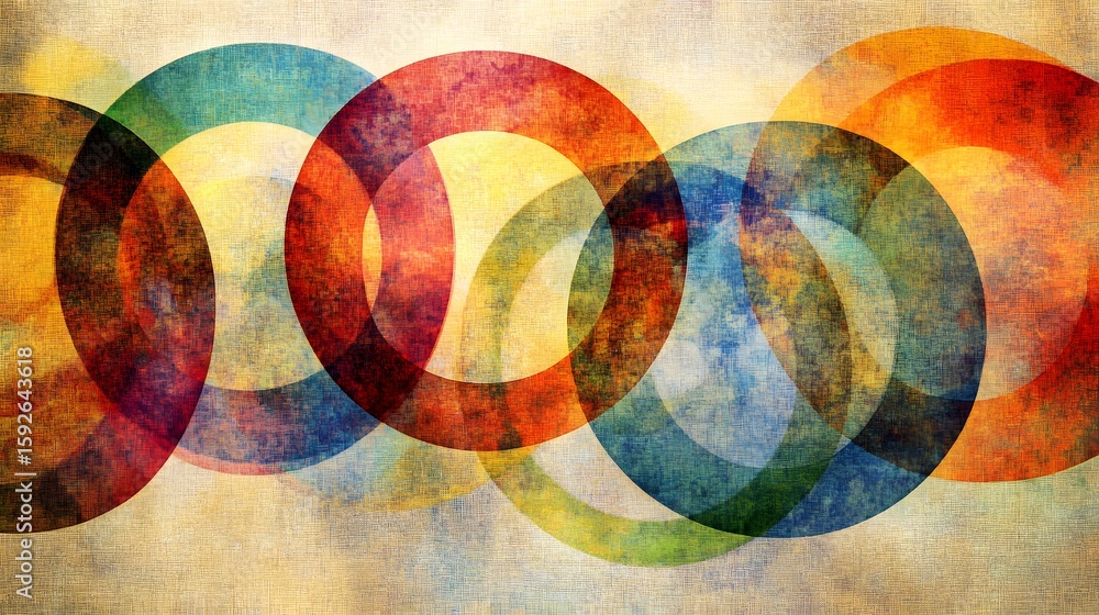Fototapeta premium Abstract Interlocking Circles Vintage Texture Background