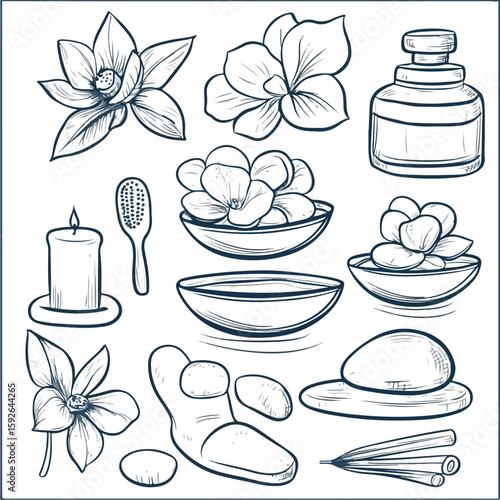 Spa Set Tools Hand-drawn Sketch