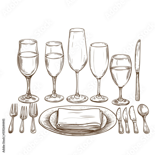 Elegant Table Service Sketch for Wedding