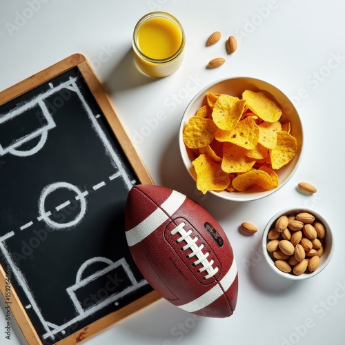 Game Day Spread: Football Feast on a White Table