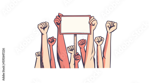 Activists holding protest banner at demonstration