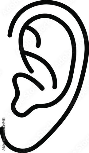 Human Ear Simple Line Drawing - AI Generative
